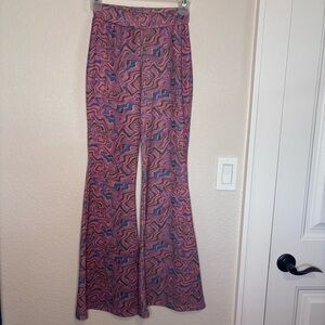 Nasty Gal Pink‎ and Blue Patterned Flare Pants